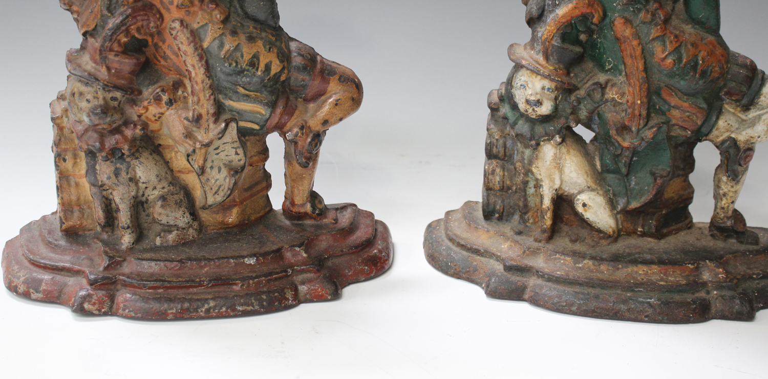 Two late Victorian cast iron doorstops in the form of Punch and his dog Toby, both with original - Image 5 of 6