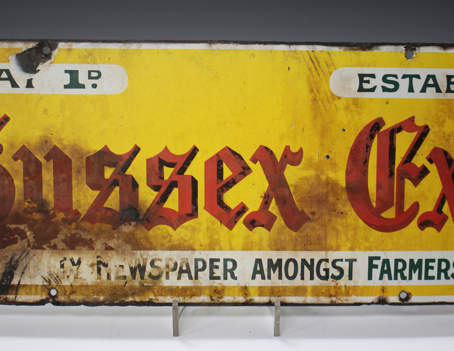 A Sussex Express newspaper enamelled advertising sign, 'The Leading County Newspaper amongst Farmers - Image 4 of 5