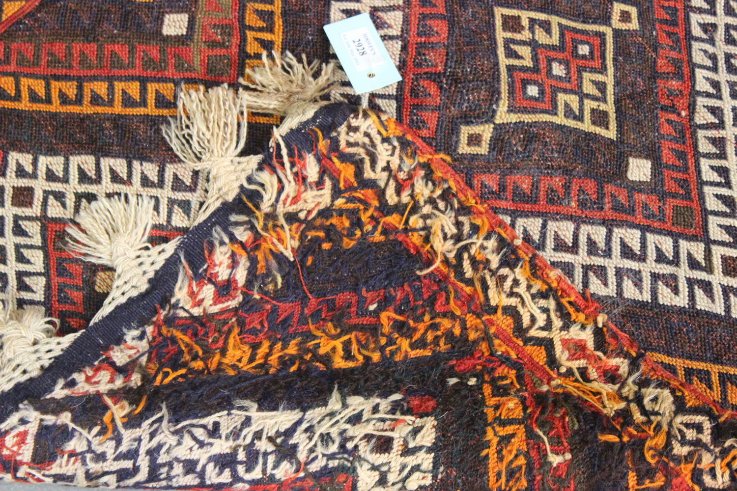 A Turkish flatweave runner, late 20th century, the polychrome field with a single column of hooked - Image 2 of 2