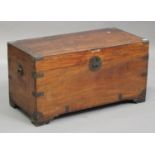 A late 19th century camphor and brass bound trunk, fitted with a hinged lid, height 55cm, width