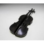 After Arman - Split Violin, a late 20th century American/French brown patinated cast bronze model of