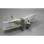A late 20th century scale display model of a Hawker Tomtit biplane by Veron, wingspan 132cm.Buyer’