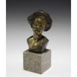 De Martino - a gilt patinated cast bronze head and shoulders portrait bust of a young boy, the
