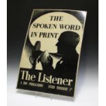 A mid/late 20th century printed tin advertising sign for 'The Listener, A BBC Publication', 76cm x