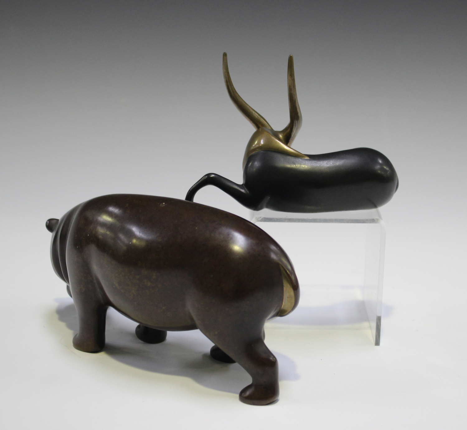 Loet Vanderveen - a late 20th century brown crackle patinated cast bronze model of a hippopotamus, - Image 4 of 4