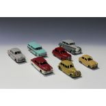 Seven Dinky Toys cars, comprising a No. 150 Rolls-Royce Silver Wraith, a No. 151 Triumph 1800