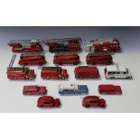 Fifteen Dinky Toys fire rescue vehicles, including three No. 555 engines, two fire chief cars and