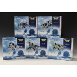 Five Corgi The Aviation Archive 1:72 scale Jet Fighter Power models, comprising an AA32402 British