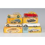 Three Dinky Toys cars, comprising a No. 172 Studebaker Land Cruiser, finished in beige and tan, a