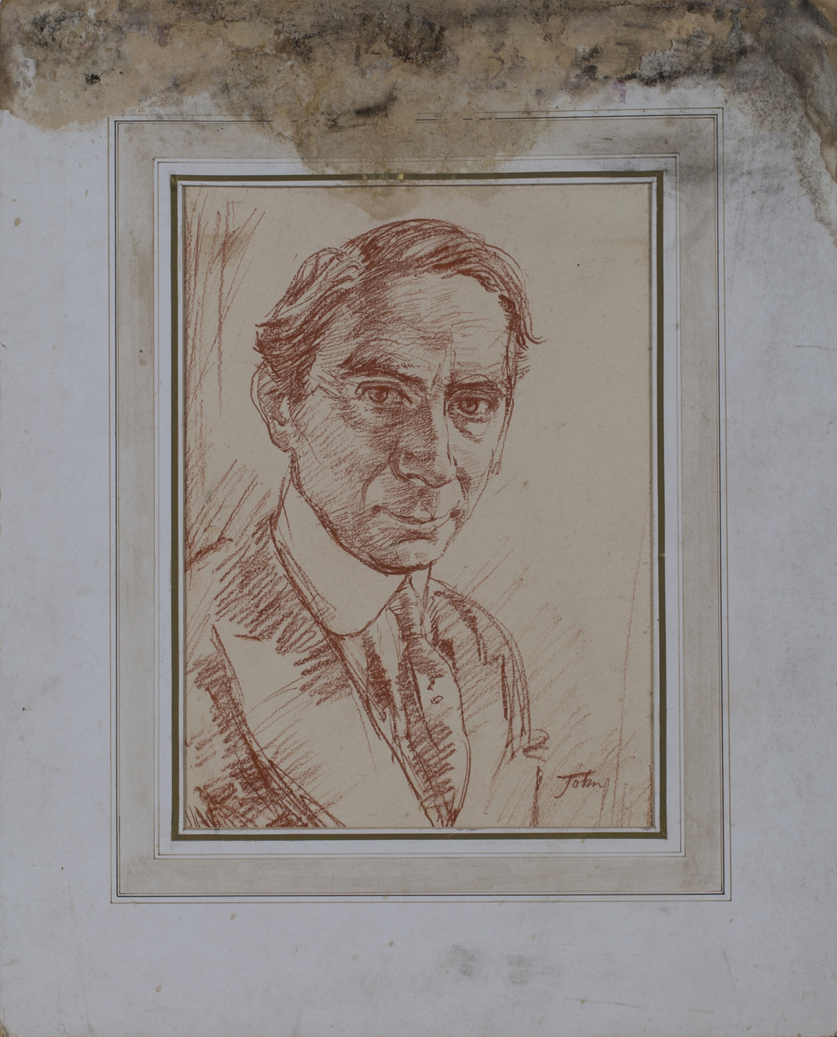 Augustus John - Portrait of a Man, 20th century sanguine, signed, 33cm x 23.5cm.Buyer’s Premium 29. - Image 2 of 4