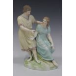 A Berlin porcelain figure group, titled 'Jupiter and Mnemosyne', first half 19th century, modelled