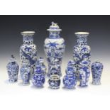 A large collection of Chinese blue and white porcelain, 18th and 19th century, including export