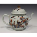 A Chinese Imari export porcelain punch pot and cover, Qianlong period, the globular body and domed