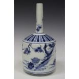 A Japanese Hirado blue and white porcelain sake bottle (tokkuri), Meiji period, the dimpled