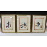 A set of ten Chinese Canton export watercolour paintings on rice paper, mid 19th century, each