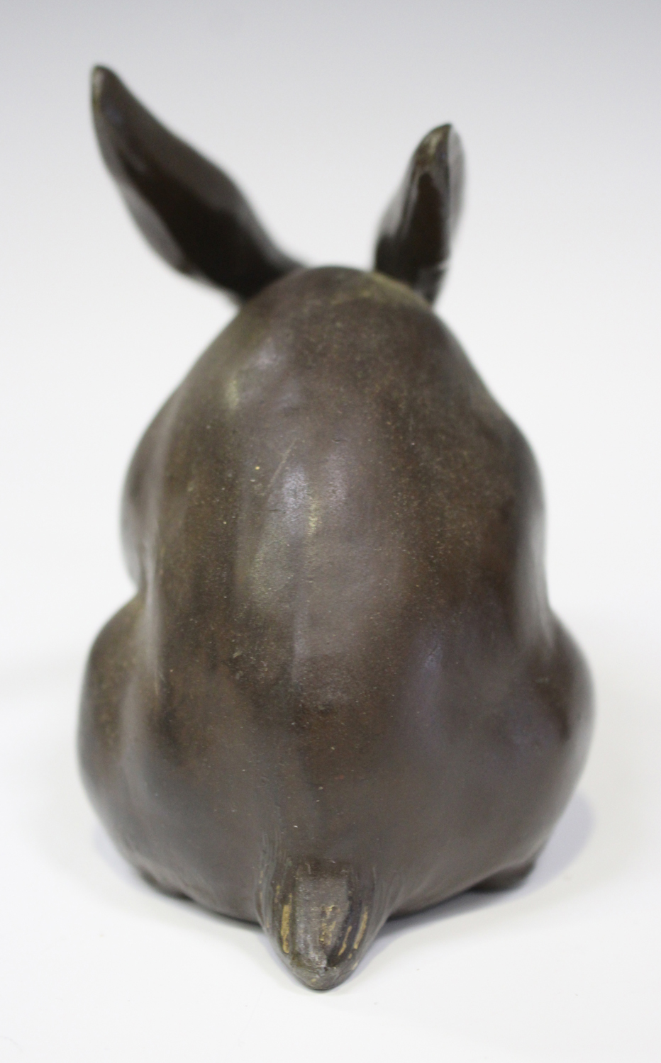 A Japanese brown patinated metal figure of a rabbit, early 20th century, stamped seal mark to - Image 12 of 14