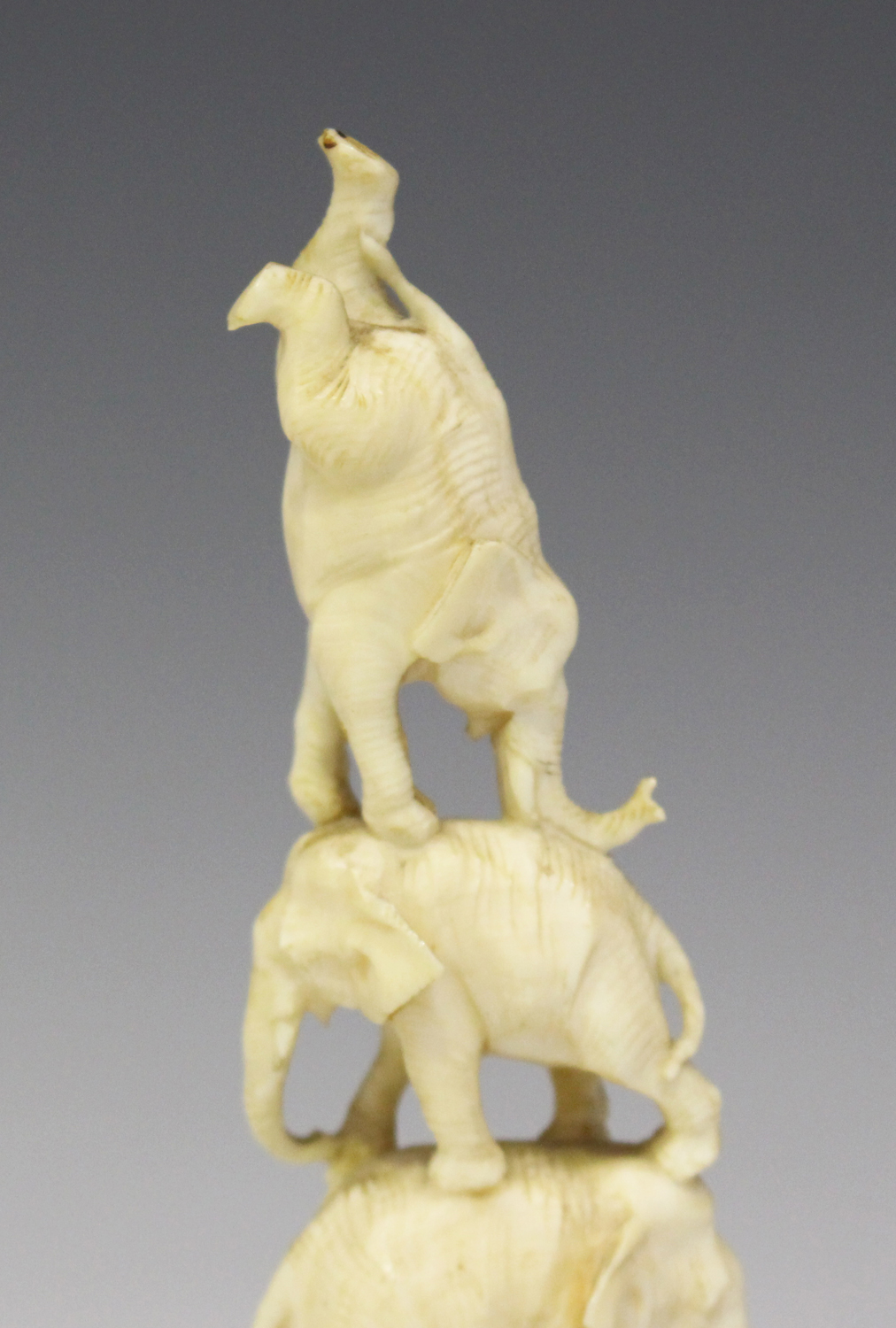 A Japanese ivory okimono figure group, Meiji period, carved and pierced with five balancing - Image 3 of 7