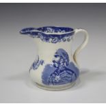 A rare pearlware Crimean War commemorative jug, circa 1855, blue printed with portraits of the