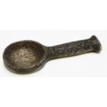 A late 19th/early 20th century antler spoon, possibly Maori, modelled with a rounded bowl and shaped