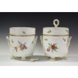 A pair of English porcelain ice pails and covers, early 19th century, each cylindrical tapering body