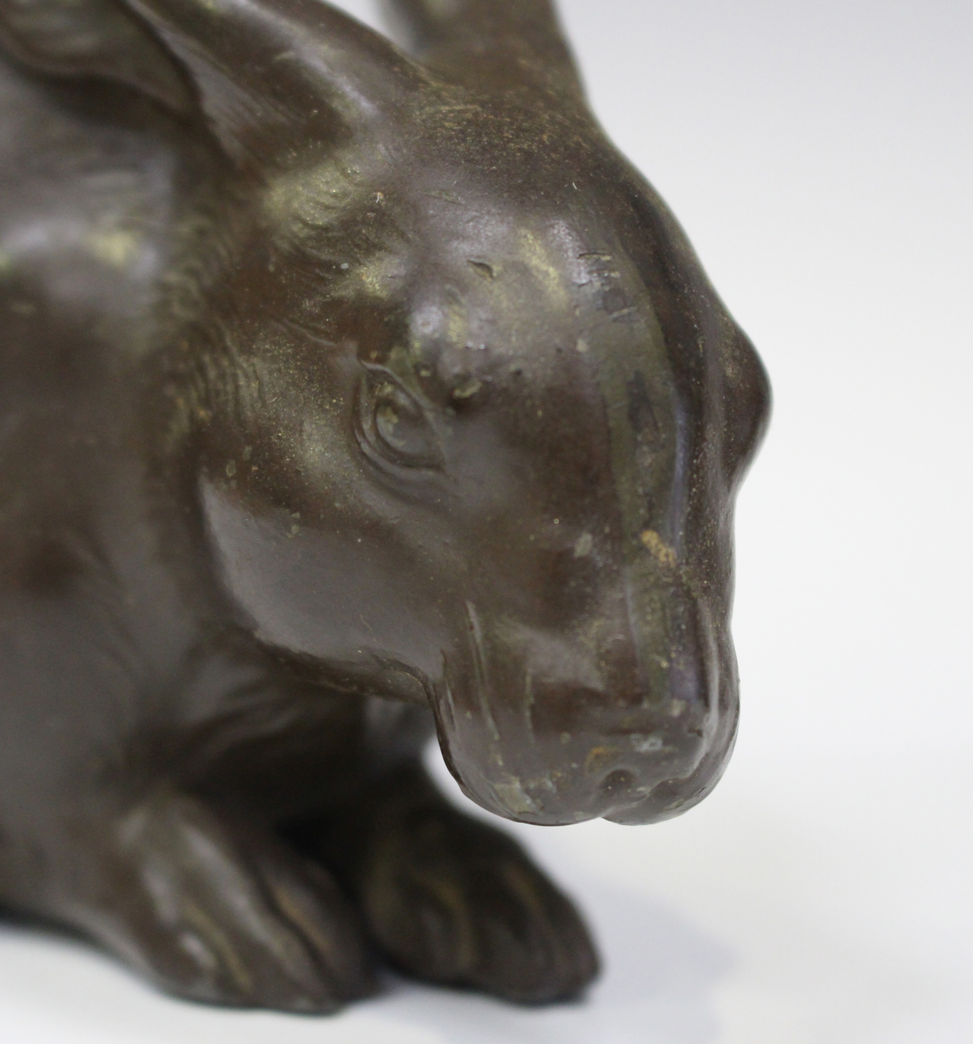 A Japanese brown patinated metal figure of a rabbit, early 20th century, stamped seal mark to - Image 11 of 14