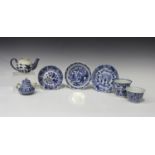 A collection of Chinese blue and white teaware, Kangxi period and later, comprising various teabowls