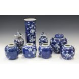 A collection of Chinese blue and white porcelain, late 19th and 20th century, including vases and