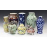 A collection of Oriental porcelain, late 19th century and later, including a Chinese blue and