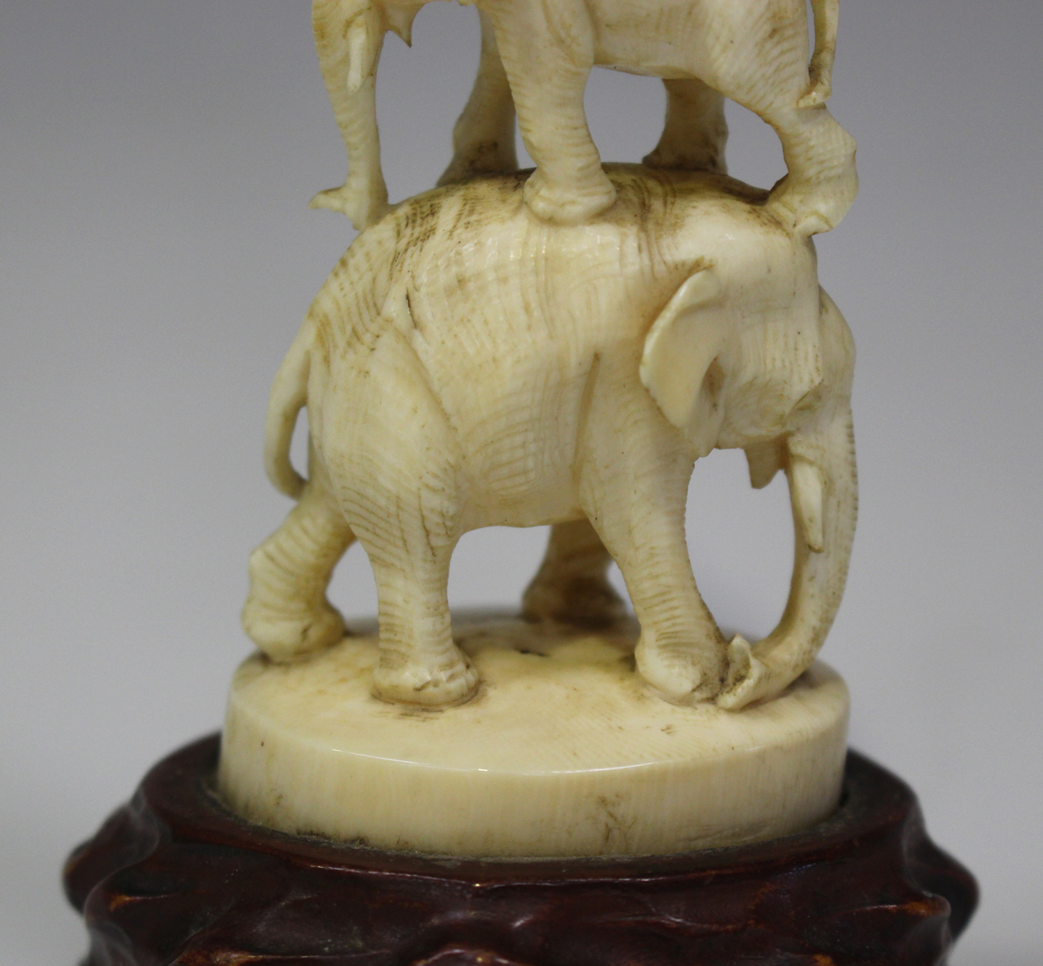 A Japanese ivory okimono figure group, Meiji period, carved and pierced with five balancing - Image 2 of 7