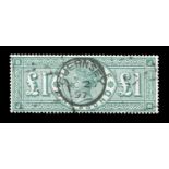 A Great Britain 1891 £1 green stamp (SG 212), used with Guernsey CDS (BPA certificate).Buyer’s