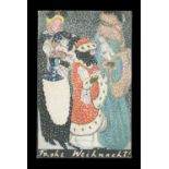 A Wiener Werkstätte colour lithographic postcard by Arnold Nechansky titled 'Frohe Weihnacht!' circa