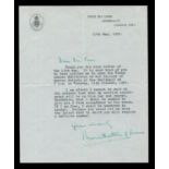 AUTOGRAPHS. Two typed letters signed by Mountbatten of Burma on 'First Sea Lord' headed paper,