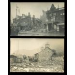 A group of 7 photographic postcards of Wales, comprising a postcard of a collapsed ballroom in Rhyl,