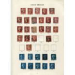 A collection of Great Britain stamps in a Windsor album and stock book from 1841 1d and 2d, 1d red