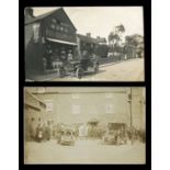 A collection of 16 photographic postcards of Gloucestershire, all featuring motor cars and other