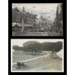 A collection of approximately 110 postcards of Northumberland, all featuring motor cars and other