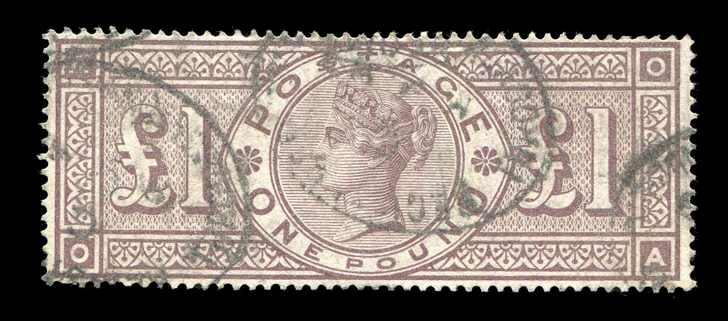 A Great Britain 1888 £1 brown lilac stamp, watermark orbs (SG 186), used.Buyer’s Premium 29.4% (