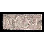 A Great Britain 1888 £1 brown lilac stamp, watermark orbs (SG 186), used.Buyer’s Premium 29.4% (