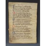 HYMNAL. A single vellum leaf from a Catholic hymnal for Corpus Christi by Saint Thomas Aquinas,