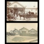 A collection of 14 photographic postcards of Suffolk, all featuring motor cars and other vehicles,