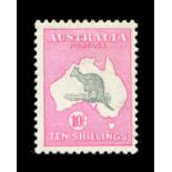 An Australia 1915 10 shillings grey and pale aniline pink stamp (SG 43B), fine mint.Buyer’s