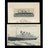 A collection of 39 postcards of shipping interest, including a woven silk postcard of 'R.M.S.