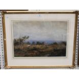 Fred Miller - Extensive Landscape with Cottage and Figures, 19th century watercolour, signed, 33.5cm