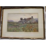 Arthur Netherwood - Landscape with Farm Buildings, watercolour, signed and dated 1898, 38cm x