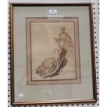 C.D., French School - Study of a Seated Lady, late 18th/early 19th century watercolour over