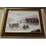 Tony Wong - Fishing Boats in a Harbour, 20th century oil on canvas, signed, 45cm x 60cm, within a