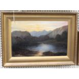 British School - Landscape with Lake and Mountains, probably the Lake District, 19th century oil