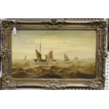 Thomas Ritson Sheraton - Maritime Scene with Sailing Vessels, 19th century oil on board, signed,