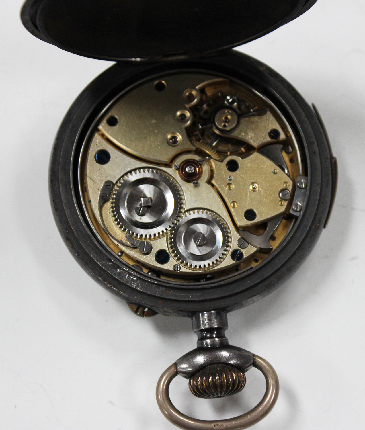 A gun metal cased keyless wind open-faced quarter-repeating gentleman's pocket watch with an - Image 3 of 3