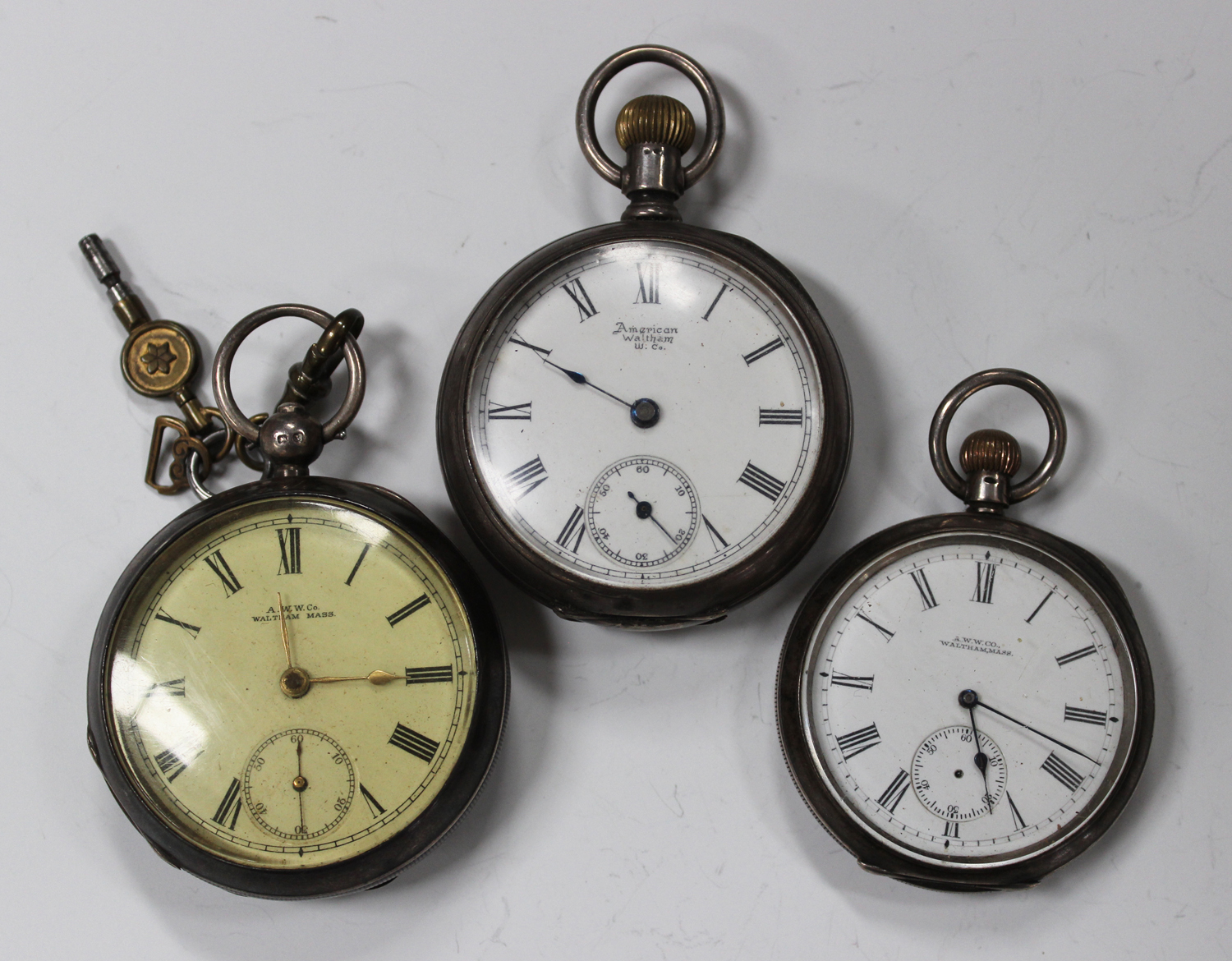 An American Waltham Watch Co sterling silver cased keyless wind open-faced gentleman's pocket watch,